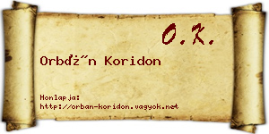 Orbán Koridon névjegykártya